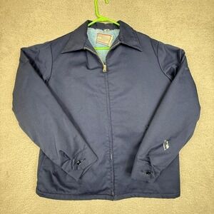 Vintage Sears Work Outerwear Jacket Mens XXL Blue Faux Fur Lined Workwear
